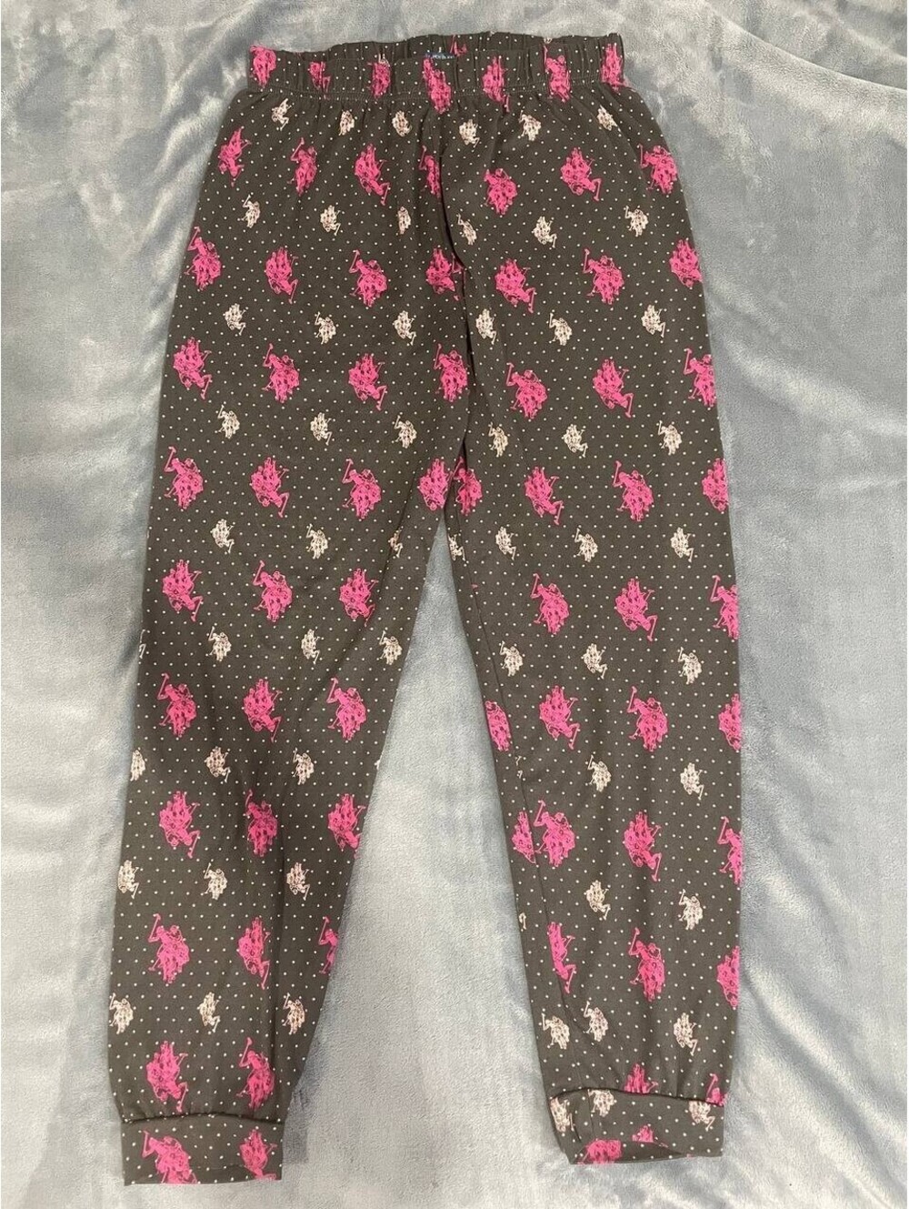 U.S. Polo Assn Women’s Pajama Jogger Pants Gray Pink Logo Print Size XL